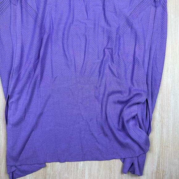 Martha Stewart Purple Mix Stitch Open Front Long Cardigan Sweater Size Medium - Picture 7 of 12